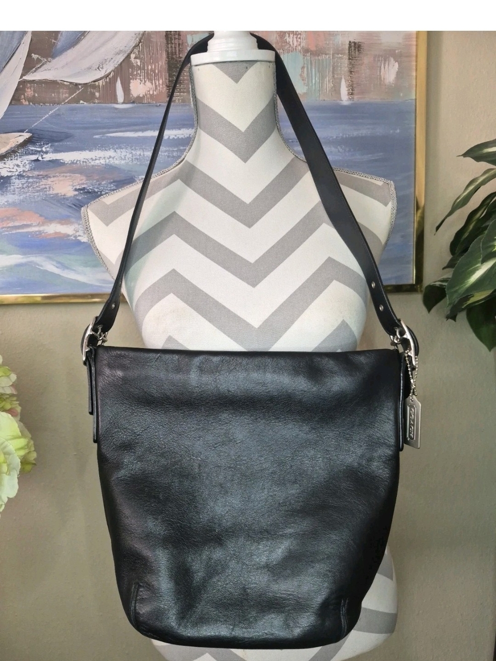 Vintage Coach Black Leather Legacy Soho Bucket Shoulder Bag
